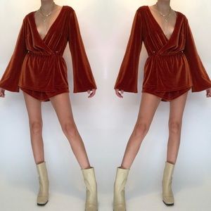 💋SOLD💋 SABO SKIRT BELL SLEEVE VELVET ROMPER